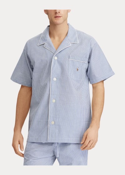 Top Pijama Polo Ralph Lauren Hombre Azules - Cotton Seersucker - OXPJQ3791